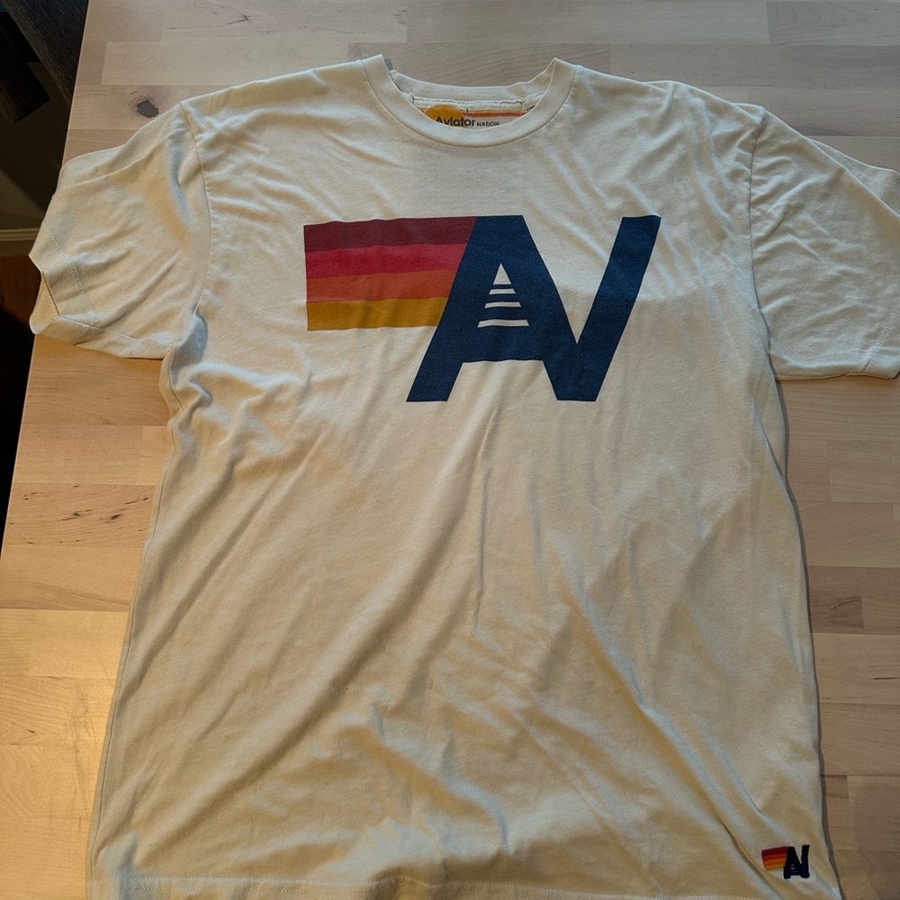 Aviator Nation Beige Tee with Logo